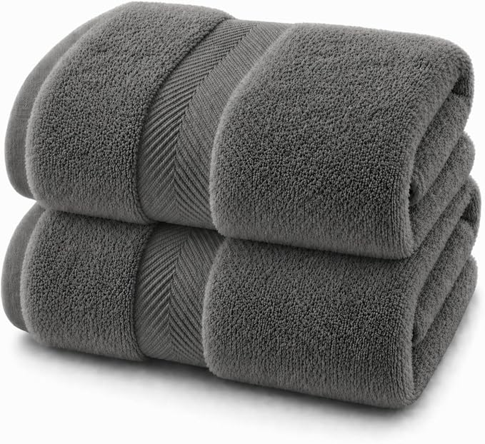 Viscose from Bamboo Bath Sheets Set of 2 - Extra Large 700 GSM Quick Dry Cotton Blend for Luxury Bathroom Comfort - Super Soft, Plush, Absorbent - Graphite