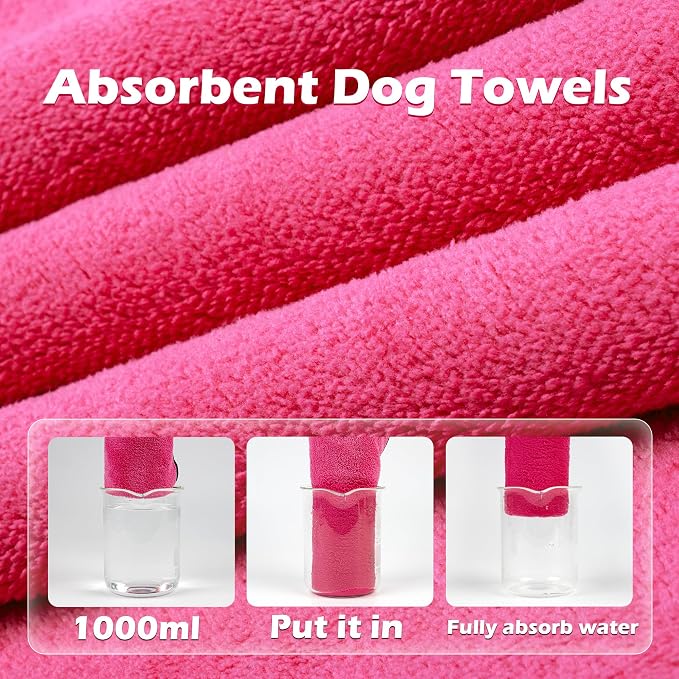 MICOOYO Dog Towels for Drying Dogs 3 Pack, Ultra Absorbent Microfiber Pet Bath Blanket | Quick Dry Towel for Dogs and Cats, 20"x40", M