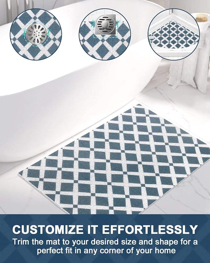 Shower Mat Non Slip - Quick Drying Anti Slip Shower Mats for Inside Shower, Soft PVC Loofah Foot Scrubber Mat, Extra Large Bath Mat for Shower, Tub, Bathroom, Floor, Kitchen, Home, Pool, Hotel