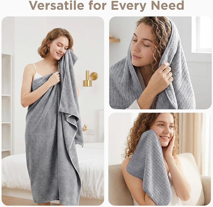 Oversized Bath Towels 8 Piece Towel Set, 2 Extra Large Bath Sheets, 2 Hand, 4 Washcloths, Luxury Soft Super Absorbent Thick Shower Towels for Bathroom, Spa & Hotel, Quick Dry, Sage Green