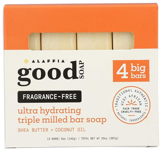 Alaffia Fragrance Free Good Soap Value Pack 4 Count, 20 OZ