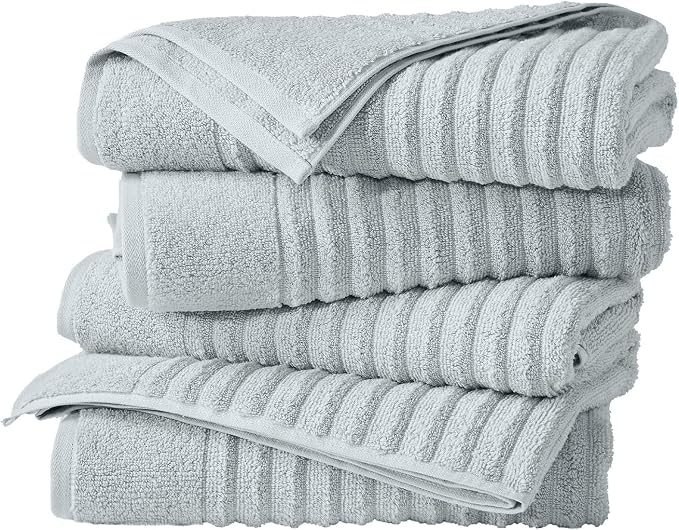 Great Bay Home 4 Pack Bath Towel Set - 100% Cotton Towels - Absorbent & Quick-Dry Towels for Bathroom (Light Blue)