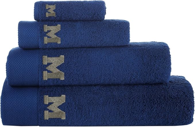Personalized Towels - Set of 3 - Customized Turkish Bath Towel - Custom Cotton Towel -Monogrammed Towels with Initials Name Embroidery - Navy Towel Set (Navy, 3 Pieces - Towel Set)