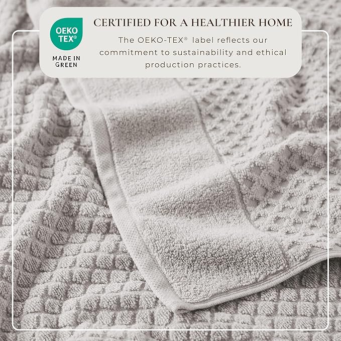Great Bay Home Oversized Bath Sheets - 100% Cotton 2 Pack 68x35 Extra Large Towel - Absorbent, Durable, Quick-Dry Towels for Bathroom (Light Grey)