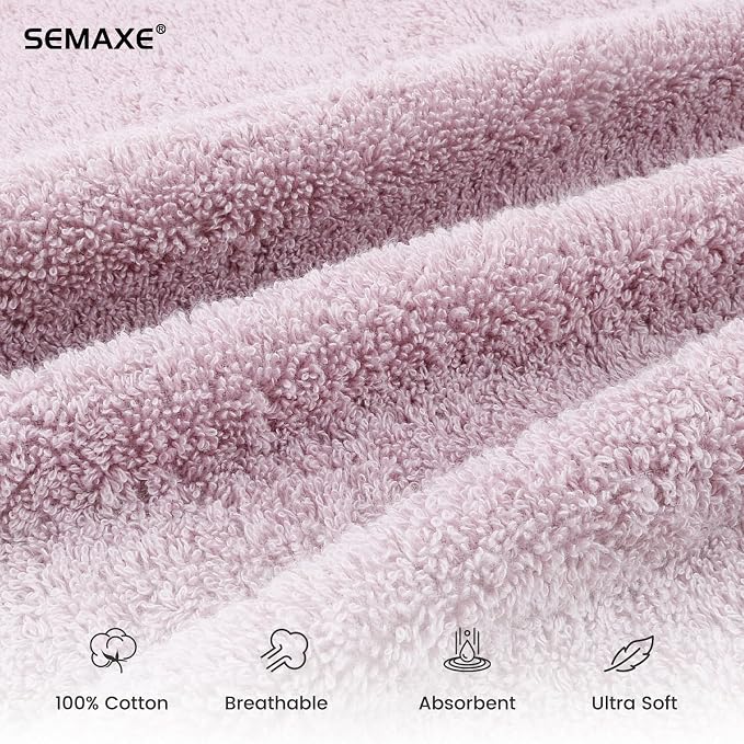 SEMAXE 4-Pack Purple Cotton Hand Towels for Bathroom with Hanging Loops | Sink-side towels for drying hands and face, ideal for bathrooms, guest baths, powder rooms, OEKO-TEX certified, easy care