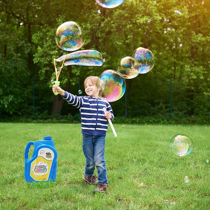 The Dreidel Company Ready Bubble Solution Refill for Bubbles Toys, Up to 2.5 Gallon, Non-Toxic Large 32oz Ready Liquid for Bubble Machine, Guns, Wands, Lawn Mower Toy (24-Pack)