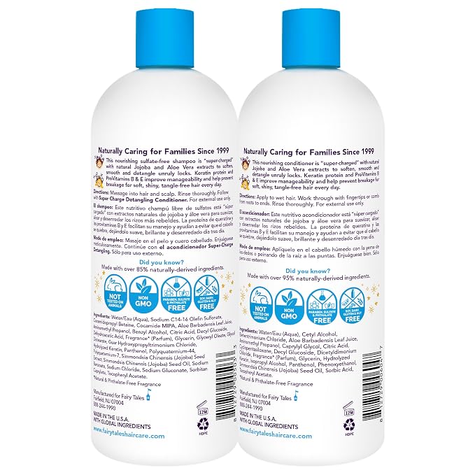 Fairy Tales Tangle Tamer Detangling Shampoo and Conditioner for Kids - Ultra Moisturizing and Anti Frizz Protection - Paraben Free, Sulfate Free - 32 Oz (2 pack)