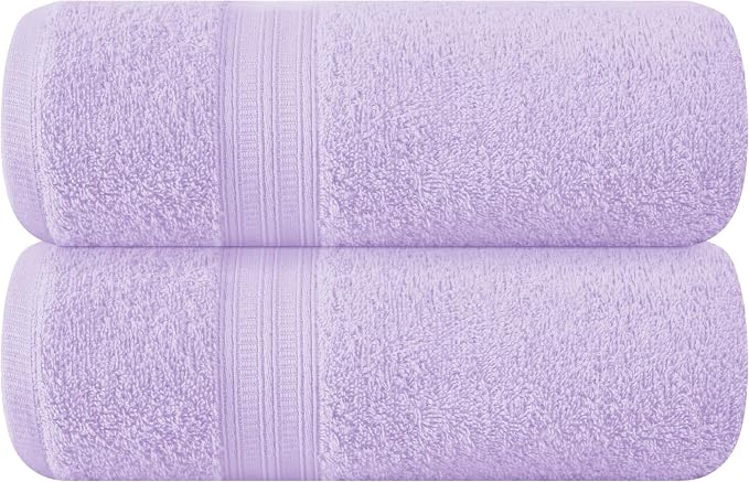 BOUTIQUO Cotton 2 Pack Oversized Bath Towel Set, Large Bath Towels 27x54, Ultra Soft, Absorbent, Compact, Quick Drying and Lightweight, Eco-Friendly and 100% Recyclable Towel Set - Purple