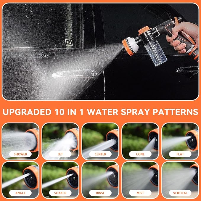 Dog Shower Attachment with Soap Dispenser, Upgraded Dog Washing Hose Attachment for Pet Bathing, High Pressure Foam Sprayer with 10 Spray Modes and Grooming Brush