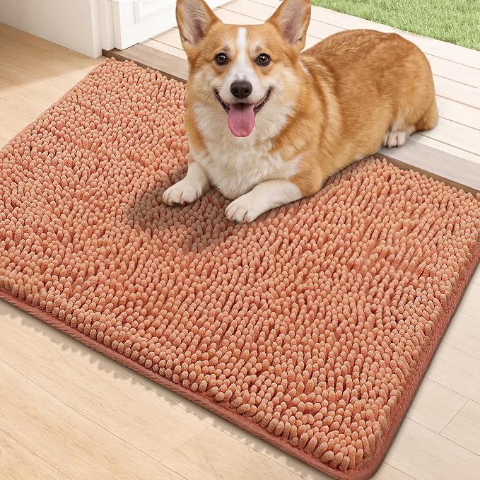 Bcoimo Super Absorbent Dog Door Mat, 30"*20" Anti Slip Mat for Muddy Paws, Pet Rugs for Dirty Paws Washable that Absorbs Moisture and Dirt, for Dog Cage and Pet Resting Carpet