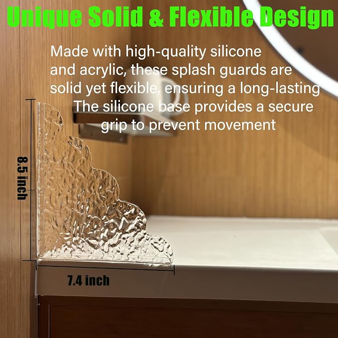 Shower Splash Guard 2-Pack, Self-AdhesiveAcylic Bathtub Water Guards for Kids-Tub Edge Water Guard