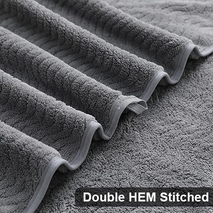 Smuge Ultra Soft 8 Piece Textured Bath Towel Set for Bathroom Shower Pool, Kitchen, Quick Dry, Lightweight Highly Absorbent - 2 Oversized Bath Towel Sheets, 2 Hand Towels, 4 Washcloths - Dark Gray