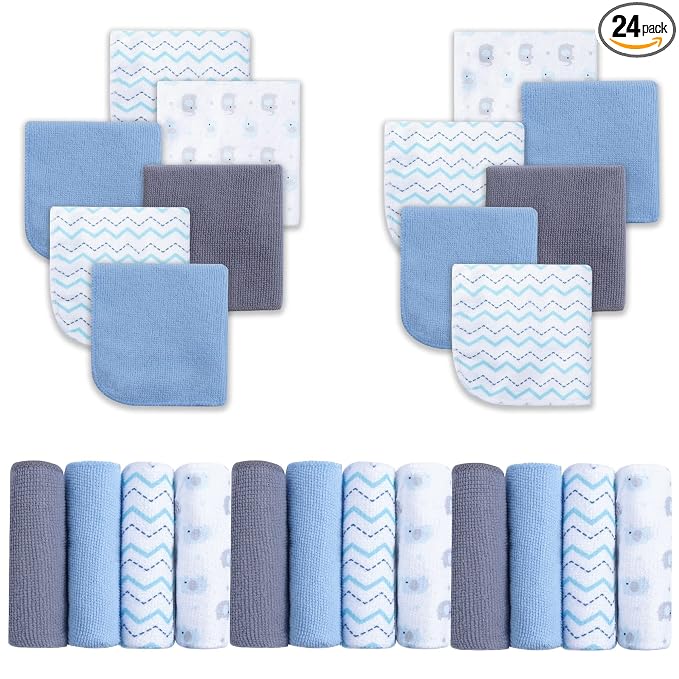Viviland Baby Washcloths 24 Pack, Toddler Wash Cloths for Bath, Super Soft & Absorbent Bath Towel for Newborn and Infants, Baby Towels Care for Baby's Sensitive Skin