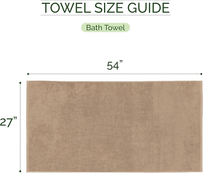 Elegant Comfort Three Line Popcorn Towel Set for Bathroom 27 x 54 inches, Premium Hotel Quality 2-Pack Bath Towels, 100% Turkish Cotton, Soft and Durable, Quick Dry and Highly Absorbent, Tan
