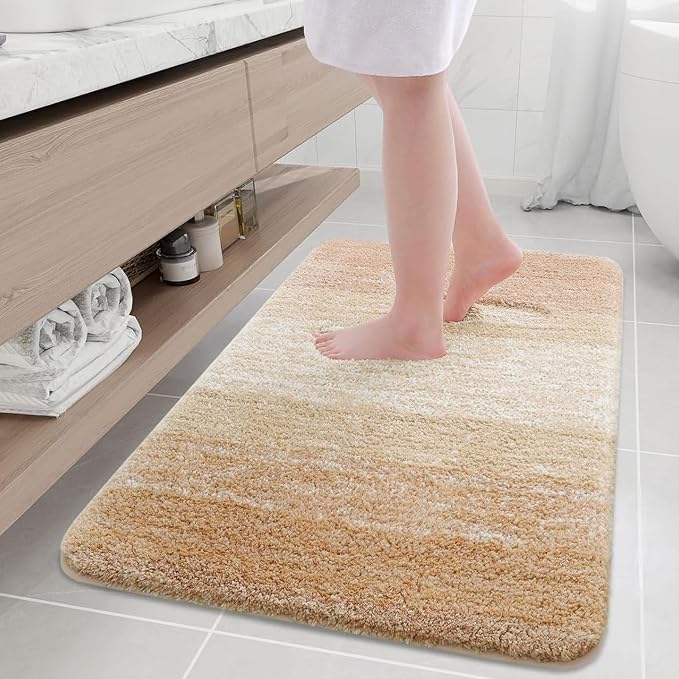 Arotive Microfiber Bathroom Rugs, Shaggy Soft and Absorbent Bath Rug, Thick Plush Machine Washable Dry Bath Mats for Bathroom, Tub and Shower, 36x24, Beige, Rectangular
