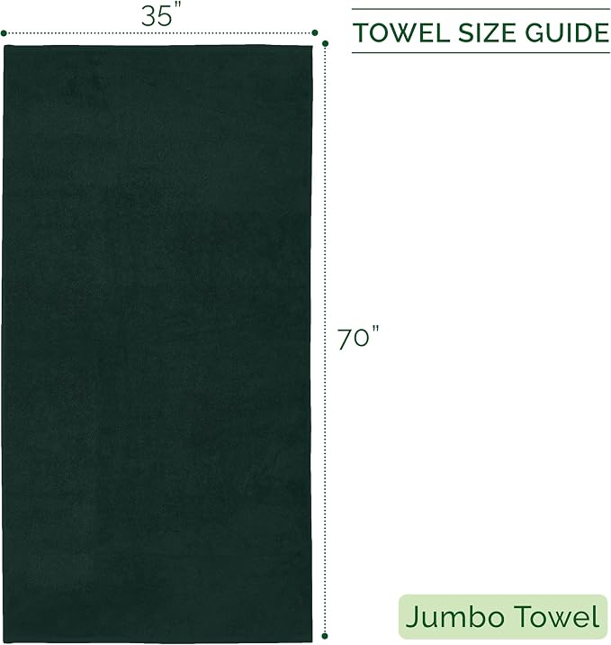 Elegant Comfort Three Line Popcorn Towel Set for Bathroom 35 x 70 inches, Premium Hotel Quality 1-PACK Jumbo Towels, 100% Turkish Cotton, Soft and Durable, Quick Dry and Highly Absorbent, Forest Green