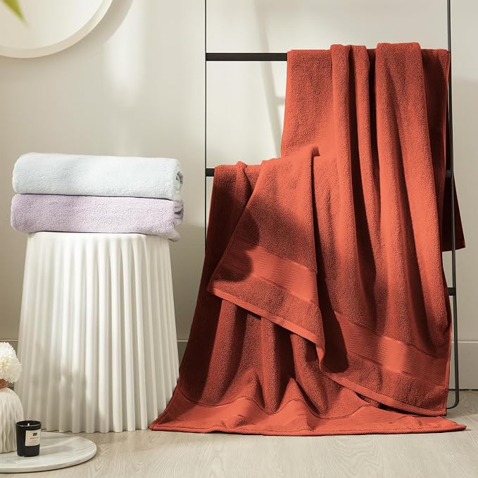Marvione Bath Towels Set 6 Piece, 100% Turkish Cotton Highly Absorbent and Soft Towels for Bathroom 2 Bath Towels 2 Hand Towels 2 Washcloths, Burnt Orange