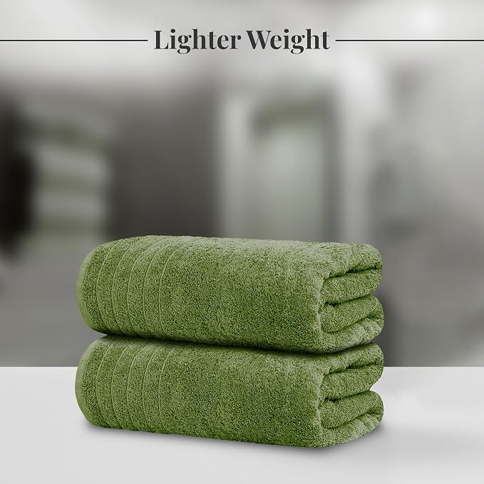 Tens Towels Pack of 2 Extra Large Bath Sheets 35 x 70 Inches, 100% Cotton, Larger & Lighter Weight, Quicker to Dry, Super Soft & Absorbent, Oversized Bath Towels, Green