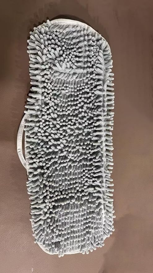 Super Absorbent Dog Drying Towel - 24.4''x10'' Chenille Microfiber Pet Bath Towel with Dual Hand Pockets, Quick Dry Soft Grooming Towel for Small Medium Large Dogs and Cats, Machine Washable (Gray)