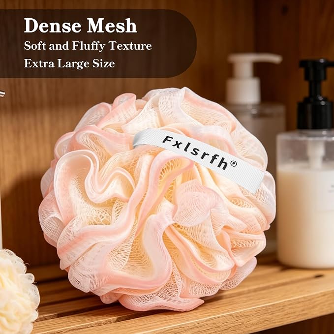 Bath Loofah Sponge 70 Grams Large Size, Soft Mesh Long-Lasting Shower Loofah for Rich Lather, 5 Pack Shower Sponge Exfoliating Cleaning Bath Loofa Body Scrubber Balls for Men & Women(Pink Mixed)