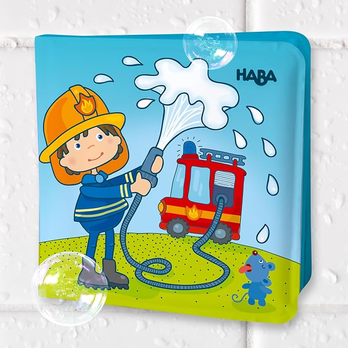 HABA Magic Bath Book Fire Brigade - Wet the Pages to Reveal Colorful Backgrounds in Tub or Pool