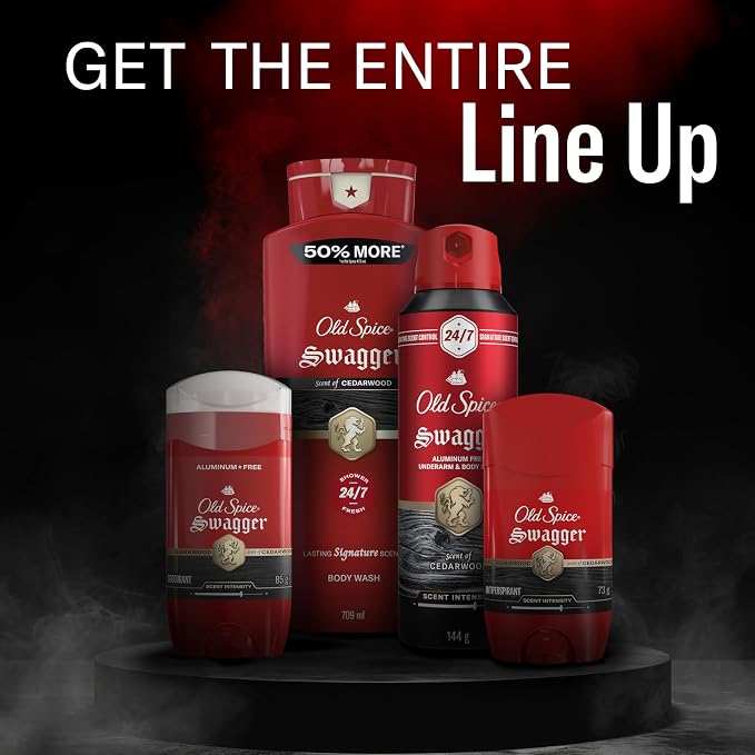Old Spice Refreshing Body Wash for Men, 3X Defense, 24/7 Shower Fresh with Long Lasting Scent, Red Collection, Swagger with Cedarwood Scent, 24 oz (Pack of 4)
