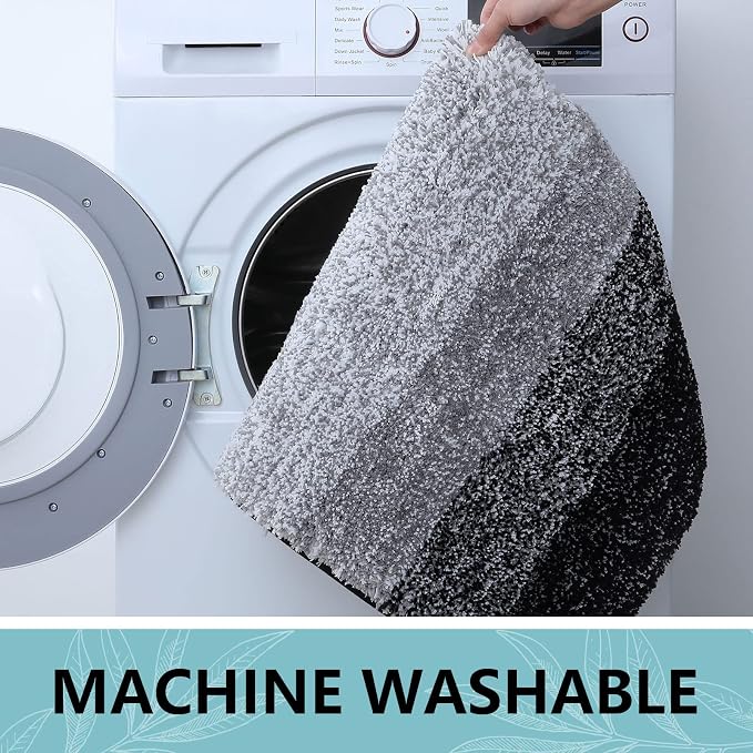 Arotive Microfiber Bathroom Rugs, Shaggy Soft and Absorbent Bath Rug, Thick Plush Machine Washable Dry Bath Mats for Bathroom, Tub and Shower, 30x20, Black, Rectangular