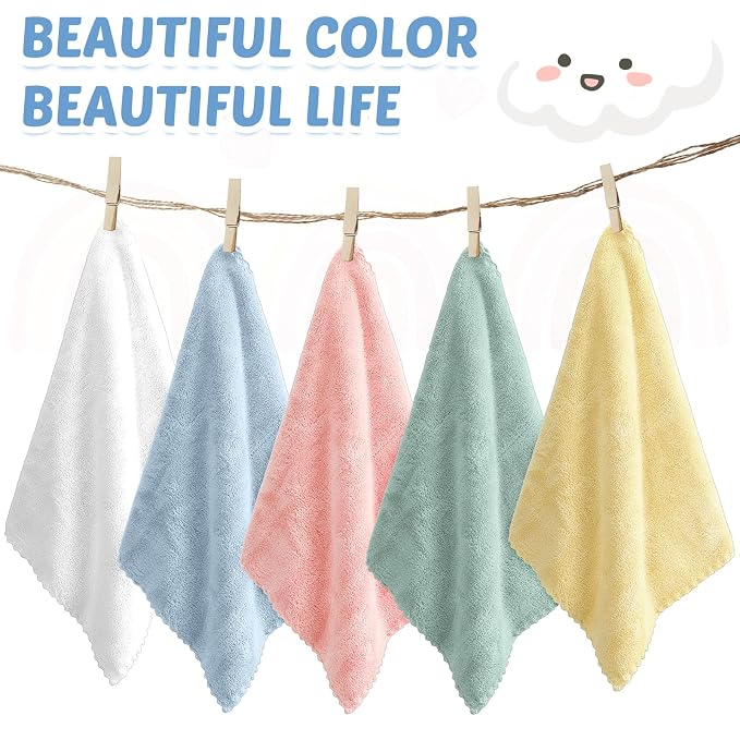 Newwiee 120 Pack Baby Washcloths 9 x 8 Inch Coral Fleece Baby Rags Microfiber Soft Small Towels Absorbent Wash Cloth for Newborn Infants Toddlers Face or Body(Multi Colors)