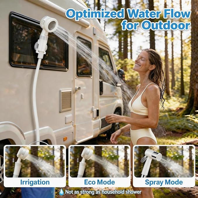 Portable Camping Shower Pump - Rechargeable Outdoor Shower Head Sprayer, Pumps Water from Bucket. Experience Refreshment Anywhere, Perfect for Camping, Hiking, Travel, Car Washing & Pet Cleaning