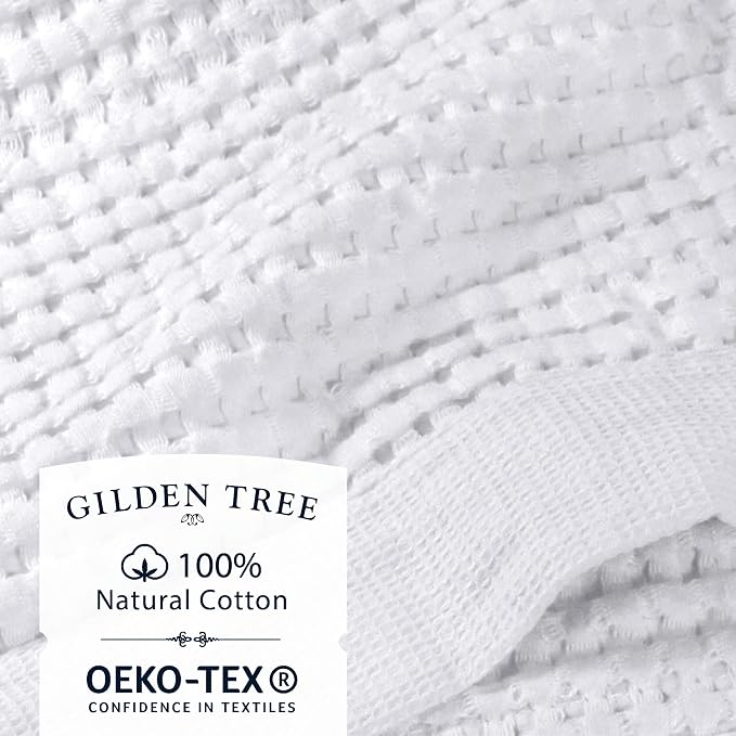 GILDEN TREE Waffle Towel Set Quick Dry Thin | 2 Bath Towels | 2 Hand Towels | 2 Washcloths, Modern Style (White)