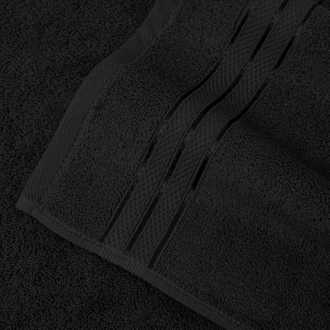 Elegant Comfort Three Line Popcorn Towel Set for Bathroom 35 x 70 inches, Premium Hotel Quality 1-Pack Jumbo Towels, 100% Turkish Cotton, Soft and Durable, Quick Dry and Highly Absorbent, Black