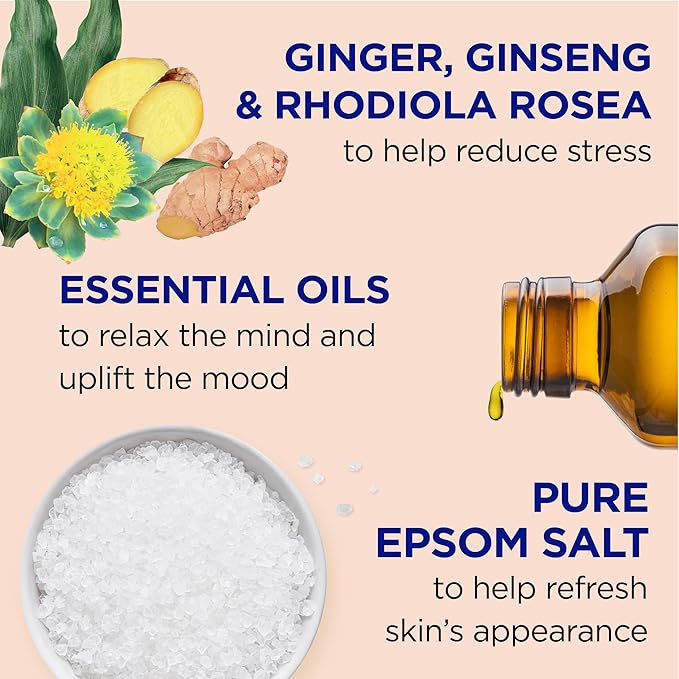 Dr Teal's Pure Epsom Salt Stress Relief with Ginseng & Ginger Essential Oils, 3 lbs (Pack of 4)