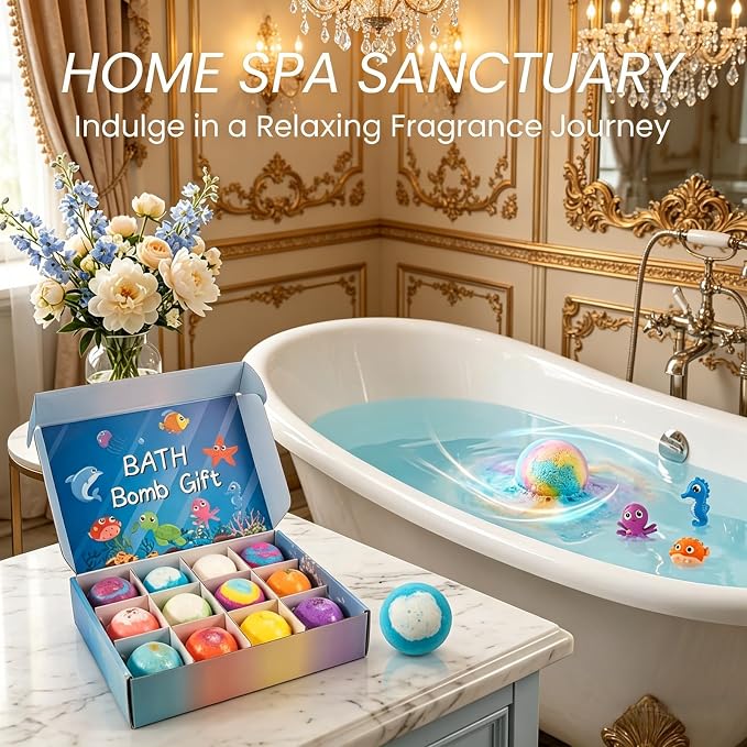 2026 New Bath Bombs for Kids with Surprise Inside, 12 Pack Kids Bath Bombs with Toys Inside Gift Set, Kid Bubble Bath Fizzy for Girls Boys & Toddlers with Bath Toys