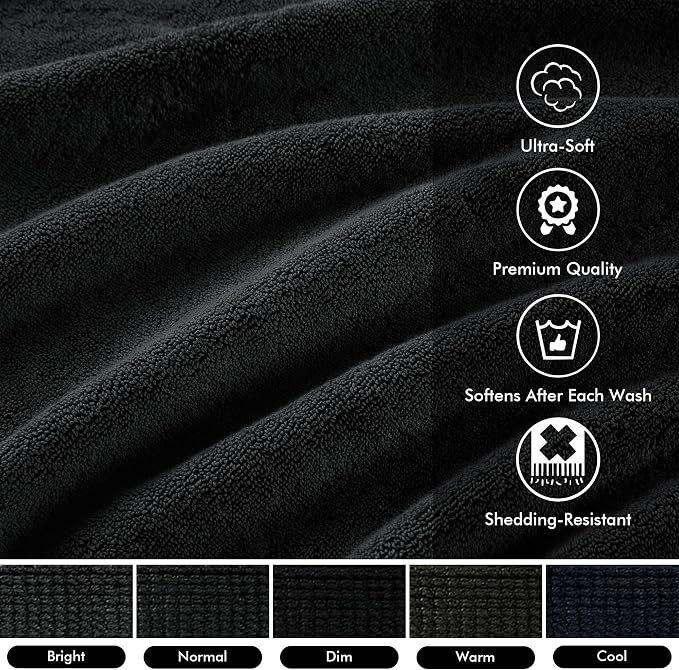 Madison Park 800GSM Bath Sheet Towel Oversized 34" x 68" 2 Pack 100% Cotton Bath Towel Set Highly Absorbent Hotel Spa Quality for Bathroom, Black