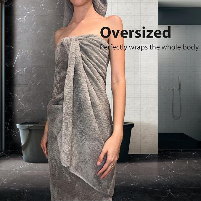 Smuge Ultra Soft 8 Piece Textured Bath Towel Set for Bathroom Shower Pool, Kitchen, Quick Dry, Lightweight Highly Absorbent - 2 Oversized Bath Towel Sheets, 2 Hand Towels, 4 Washcloths - Dark Gray