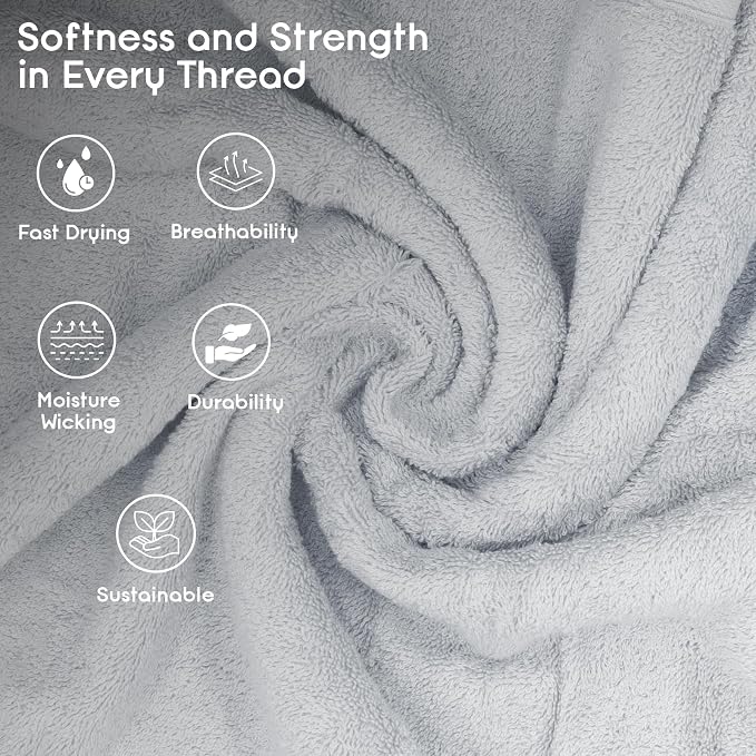 Ariv Towels Pack of 8, Premium Cotton Towel Set (2 Bath Towels + 2 Hand Towels + 4 Washcloths), Large, Super Soft, Quick Dry, Highly Absorbent for Home, Bathroom, Gym, Hotel & Spa - White