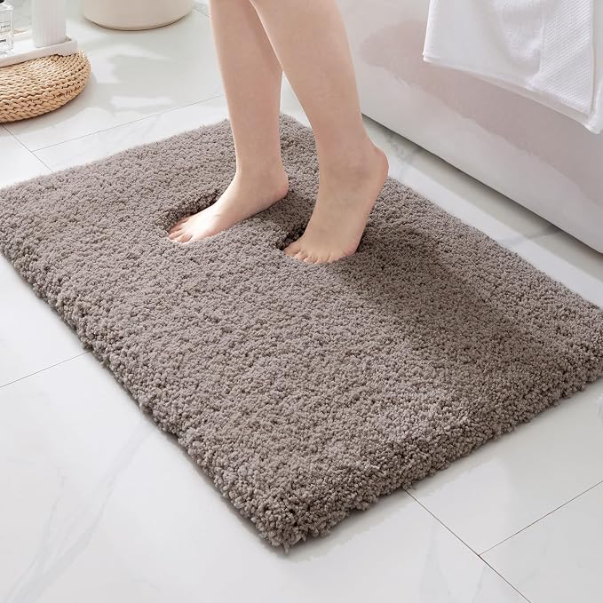 ILANGO Camel Bathroom Rugs 36" × 24" Non Slip & Super Absorbent Extra Thick Soft, Washable Bath Mat for Floor, Microfiber Plush Shaggy Bath Rug with Tub for Bathtub Shower Room Sink