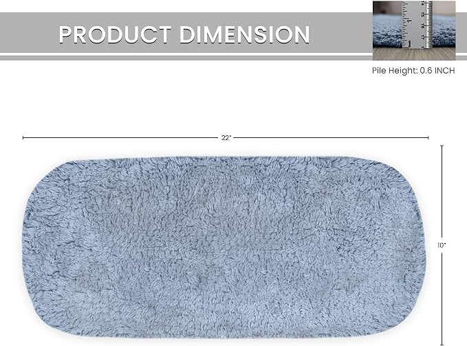 Home Weavers Allure Collection Cotton Toilet Tank Lid Rug for Bathroom, Soft Absorbent, Machine Washable Toilet Tank Top Rug, 10"x22" Blue