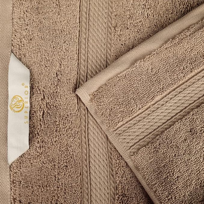 SUPERIOR Egyptian Cotton Ultra Plush & Absorbent, 3 Piece Set, Latte | Quick Dry, Soft Luxury Towel Set, Bath Essentials, Guest Bath, Spa, 1 Bath, 1 Hand, 1 Face Towels, Madeline Towels