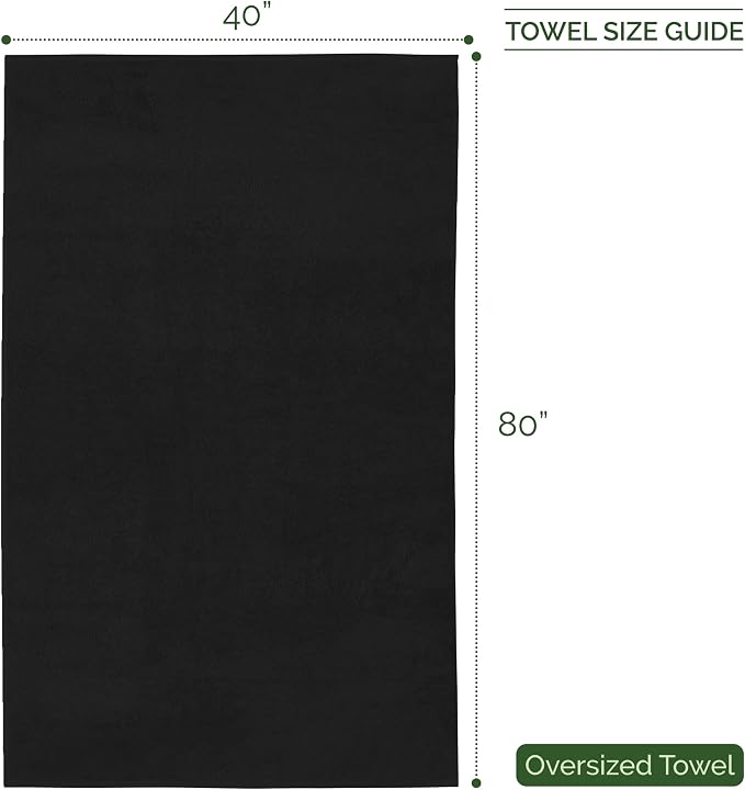 Elegant Comfort Three Line Popcorn Extra Large Luxury Bath Towel - 40" x 80" inch, Premium Hotel Spa Quality 1 Piece Oversized Bath Sheet 100% Turkish Cotton Super Soft Highly Absorbent, Black