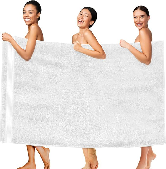 Elegant Comfort Premium Super Soft Highly Absorbent 1 Piece Oversized Bath Sheet - 40" x 80" inch, Luxurious Hotel Spa Quality 100% Turkish Cotton Extra Large Bath Towels for Adults, White