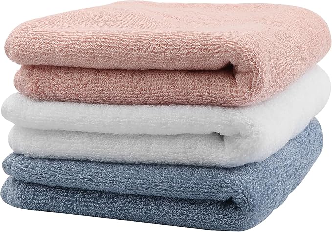 Hand Towels 3 Pack, 100% Cotton Towels, 13x29 Inches, Ultra Soft and Highly Absorbent Face Towels for Bathroom, Gym, Shower, Hotel, Spa & Kitchen, 3 Colors