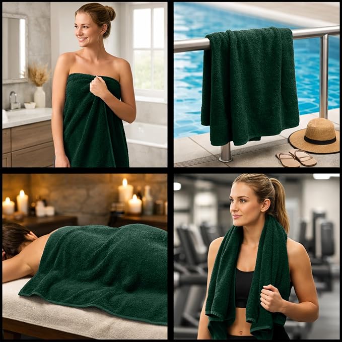 RIVERSIDE Pack of 1 Jumbo Bath Sheet 40 x 80 Inches - Extra Large Bath Towel, Super Soft & Highly Absorbent, 100% Cotton Quick Dry, Perfect to Wrap Yourself in - Hunter Green