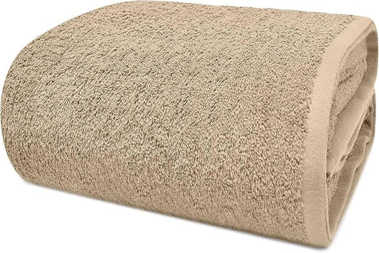 DAN RIVER Pack of 1 Jumbo Bath Sheet 40x80 Inches, Big Towels Oversized Extra Large Bath Towel, Absorbent Organic Cotton Towel - Tan