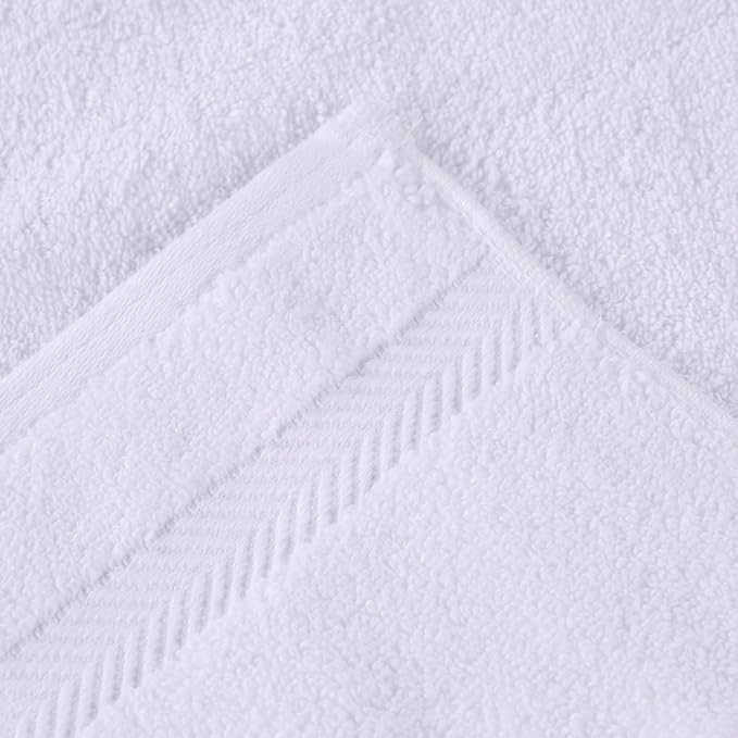 Superior Zero Twist 100% Cotton Bathroom Towels, Super Soft, Fluffy, and Absorbent, Premium Quality 6 Piece Towel Set with 2 Washcloths, 2 Hand Towels, and 2 Bath Towels, White