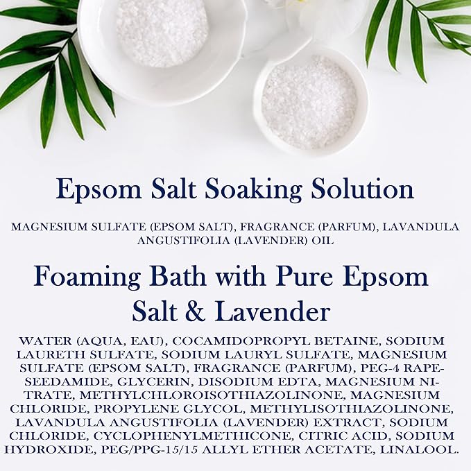 Dr. Teal's Epsom Salt Soaking Solution and Foaming Bath with Pure Epsom Salt Combo Pack, Lavender (Pack of 2)