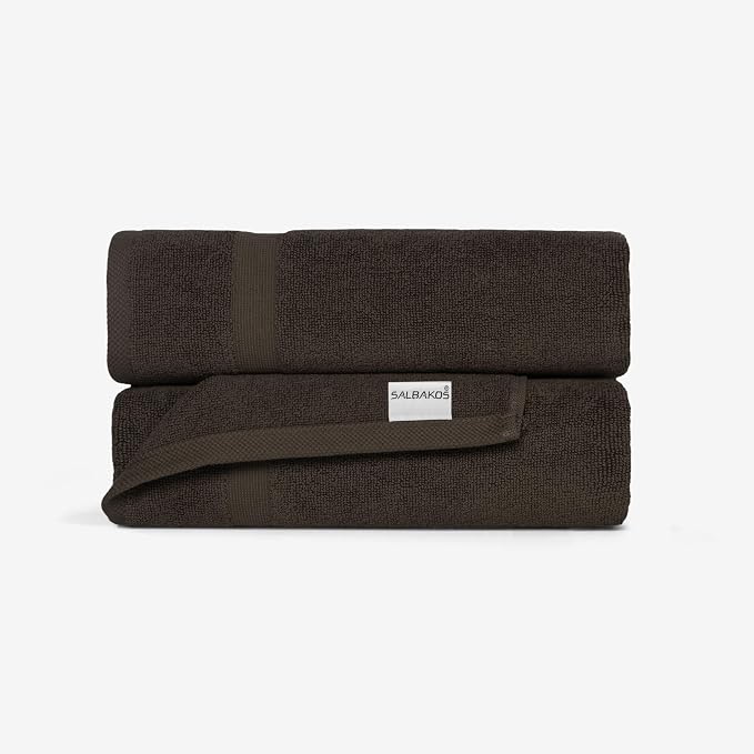 SALBAKOS 100% Turkish Cotton Bath Mat Set 2-Piece - 20x34 inch, Hotel & Spa Collection, Soft, Absorbent, Long Lasting, Durable Bathroom Rugs | Made in Turkey (Chocolate, 2 Bath Mats)