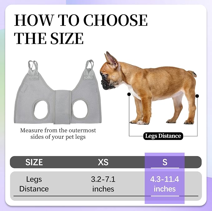 PatiencET Dog Grooming Hammock for Small Dogs Pet Hammock for Nail Trimming Dog Sling for Nail Clipping Dog Hanging Harness (Gray S)