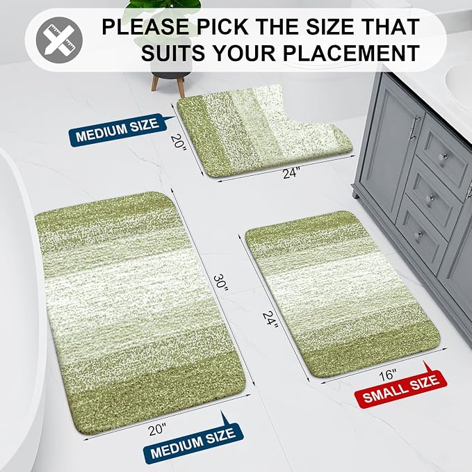 Arotive Microfiber Bathroom Rugs, Shaggy Soft and Absorbent Contour Toilet Rugs, Thick Plush Machine Washable Dry Bath Mats for Toilet Base, 30x20, Mustard Yellow, Rectangular