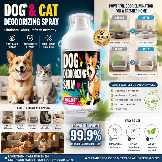 Dog Deodorizing Spray & pet perfume for Smelly Dogs - Instant Relief from Strong Pet Odors with Fresh & Pleasant Scent, 150ml